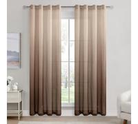 DWCN Voile Curtain Brown Gradient Curtains for Living Room Net Curtains for Windows Sheer Bedroom Crurtains Eyelet Set of 2, 55 x 84 Inches