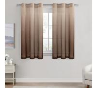 DWCN Voile Curtain Brown Gradient Curtains for Living Room Net Curtains for Windows Sheer Bedroom Crurtains Eyelet Set of 2, 46 x 54 Inches