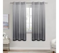 DWCN Voile Curtain Grey Gradient Curtains for Living Room Eyelet Net Curtains for Windows Sheer Curtains for Bedroom Set of 2, 46 x 72 Inches