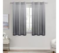 DWCN Voile Curtain Grey Gradient Curtains for Living Room Net Curtains for Windows Sheer Bedroom Crurtains Eyelet Set of 2, 46 x 54 Inches