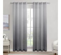 DWCN Voile Curtain Grey Gradient Curtains for Living Room Net Curtains for Windows Sheer Bedroom Crurtains Eyelet Set of 2, 55 x 84 Inches