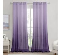 DWCN Voile Curtain Purple Gradient Curtains for Living Room Eyelet Net Curtains for Windows Sheer Curtains for Bedroom Set of 2,55 x 96 Inches