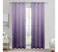 DWCN Voile Curtain Purple Gradient Curtains for Living Room Net Curtains for Windows Sheer Bedroom Crurtains Eyelet Set of 2, 55 x 84 Inches