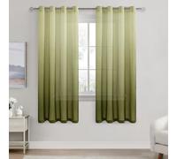 DWCN Voile Curtains 72 Drop Olive Green Gradient Net Eyelet Curtains for Living Room Windows Set of 2, 55 x 72 Inches