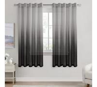 DWCN Voile Net Curtain 72 Drop Pair Black Gradient Curtains for Living Room Sheer Curtains for Bedroom Eyelet Set of 2, 66 x 72 Inches