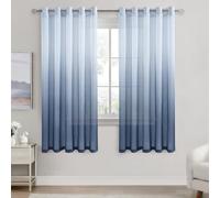 DWCN Voile Net Curtain 72 Drop Pair Blue Gradient Curtains for Living Room Sheer Curtains for Bedroom Eyelet Set of 2, 66 x 72 Inches