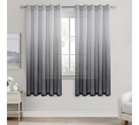 DWCN Voile Net Curtain 72 Drop Pair Grey Gradient Curtains for Living Room Sheer Curtains for Bedroom Eyelet Set of 2, 66 x 72 Inches