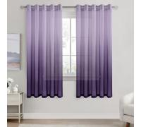DWCN Voile Net Curtain 72 Drop Pair Purple Gradient Curtains for Living Room Sheer Curtains for Bedroom Eyelet Set of 2, 66 x 72 Inches
