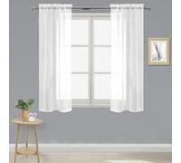 DWCN White Sheer Curtains 54 Inch Long for Living Room Rod Pocket 2 Panels | Short Sheer Window Curtains for Living Room/Bedroom Airy Lightweight Elegant Voile Drapes, 28" W x 54" L