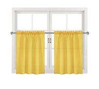 DWCN Yellow Sheer Curtains for Kitchen Windows - Rod Pocket Semi Transparent Voile Tier Curtains for Bedroom, Living Room, Farmhouse, 36 x 36 inches Long, Set of 2 Panels