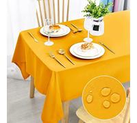 DWCN Yellow Table Cloth Wipe Clean Waterproof Tablecloth Wipeable,140x280cm | 0utdoor Tablecloth Washable Table Cover Table Cloths Water Resistance,Spill Proof for Picnic Summer Spring Coffee,55x110 inch