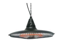 DWD® 1500W Electric 47cm 18.5 Inch Patio Heater Ceiling Mounted Hanging Carbon Fibre Halogen Light Remote Control 30% more efficient Hook Chain Black Aluminum Frame Garden,Gazebo,Balcony