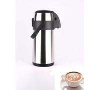 DWD® 3.0 Litre Pump Action Air Pot Vacuum Flask,Safety Lock & Carry Handle 201 Grade Stainless Steel EN12546 Certificate Hot & Cold 24 Hours Twin Wall Insulated Tea Coffee Water One Touch Lid Airpot