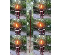 DWD® Bamboo Garden Fuel-Lit Torches Traditional Tiki Paraffin Oil Fire Lantern with Fiberglass Wicks 112cm Brown Pack of 6 Summer Citronella Pathway Lights Dancing Flames Adding Ambiance to Parties
