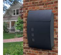 DWD® Postbox, Sleek Curvy Modern Wall-Mounted Lockable Post Letter Box with Viewing Windows,Keys, Easy to Install, Anthracite Grey Smart Design Weatherproof