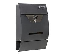 DWD ® Postbox, Sleek Modern Curved Wall-Mounted Lockable Post Letter Box with Newspaper Slot, Easy to Install, Anthracite Grey Lift Up Flap