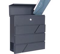 DWD® Postbox,Sleek Modern Wall-Mounted Lockable EX Large Post Letter Box, Clean Lines, Lift up Flap, Easy to Install,Trendy Anthracite Grey with Newspaper Slot, Weather Resistant Concealed post slot