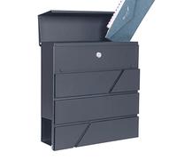 DWD® Postbox, Sleek Modern Wall-Mounted Lockable Large Post Letter Box, Clean Lines, Lift up Flap, Easy to Install, Trendy Anthracite Grey with Newspaper Slot, Weather Resistant Concealed post slot