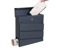 DWD Postbox, Sleek Modern Wall-Mounted Lockable Post Letter Box, 3 Diagonal Slats, Lift up Flap, Easy to Install, Anthracite Grey with Newspaper Slot