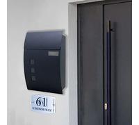 DWD Postbox, Sleek Modern Wall-Mounted Lockable Post Letter Box with Viewing Windows, Nameplate, and Keys, Easy to Install, Anthracite Grey