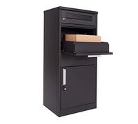 DWD® Premium Complete Steel Delivery Parcel & Letter Drop off Outdoor Large Secure Mail Package Parcel Lockable PostBox Waterproof Anti Theft Design,Fixings, Heavy Duty 28kg 37cm X 50cm X 115cm, Black