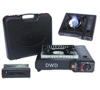 DWD® Premium Gas Stove 2.5KW With Windshield - Butane or LPG Compatible, EN417 Compliant With Automatic Ignition, Heat Control and Enamel Pan Support in Black