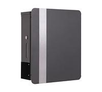 DWD Premium Minimalist Post Box Top Lift Up Flap & Quality Side Lock, Hinged RHS Plain Front Door, Newspaper Slot Underneath 43cm x 37cm x 13cm Galvanised Steel with Aluminium Door Anthracite Grey