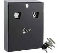 DWD ® Premium Wall Mounted Ashtray Smoking Cigarette Steel Bin Metal Ashtray Lockable With Keys Approved For Outdoor Use Black, Smoking Shelter (Large)