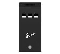 DWD Wall Mounted Ashtray Lockable with Keys Galvanised Steel Powder Coated with Drainage Holes Removable Inner Tray for Outdoor Use, Black, Slim 32 cm