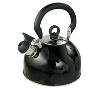 DWD ® Whistling Stainless Steel 2.5 Litre Travelling Kettle I Folding Handle I Flip & Pour Spout Cap I Camping Fishing Caravan Holiday Home I Retro Classic Lightweight (Metallic Black)