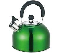 DWD ® Whistling Stainless Steel 2.5 Litre Travelling Kettle I Folding Handle I Flip & Pour Spout Cap I Camping Fishing Caravan Holiday Home I Retro Classic Lightweight (Metallic Green)