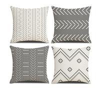 DWDC Cushion Covers 60 x 60 cm Farmhouse Cushioncase cover, Set of 4 Gray Textured Patchwork Square PillowCase for Sofa Chair Bedroom Modern Decor Home Office Couch Car Garden