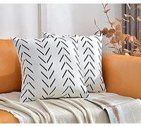 DWDC Cushion Covers,Velvet Pillow Covers 40x40 cm Pack of 2 White Square Pillowcase with White Arrows Print Blend Decorative Soft Solid Throw Pillow Covers Sofa Cushion Cases