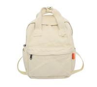 DWDC Mini Backpack, Canvas, Off-White, Small, Classic, Lightweight, Unisex, 4 Pockets, Zipper Closure, Shoulder Strap, Hand Wash Only for Women & Girls