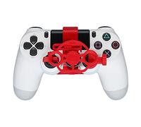 Dwdzey Game Controller 3D Mini Steering Wheel Replacement, PS4, USB, Red, Metal Design, Luminous, 14 Buttons