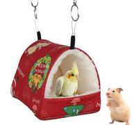 DWE Bird Nest House, Winter Warm Hamster Hammock Plush Bird Bed Parrot Sleeping Hut Hideaway Tent Cage Accessories for Parakeet Cockatiel Lovebird Budgie Conures Ferret Hedgehog Chinchilla (Red, L)
