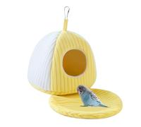 DWE Bird Nest, Winter Warm Bird Bed House with Cushion, Parrot Snuggle Hut Hammock Plush Hanging Cave Habitat for Parrot Cockatiel Conure Lovebird Budgie Small Animals (Yellow, L)