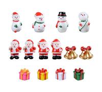 DWE Christmas Miniature Figurines, 14 Pcs Multi-colored B Mini Christmas Ornaments Kit, Cute Resin Snowman Santa Claus Bells Gifts Xmas Micro Landscape Ornaments