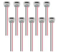 DWEII 10PCS LED USB Type-C Female Chassis,3A 2-pin Soldering Jack,2 Wire USB C Panel Mount Connector,24AWG USB C Pigtail Cable Extension Power Cable (with LED)