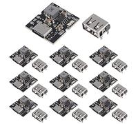 DWEII 10PCS Type-C USB 5V 2A Boost Converter Step-Up Power Module Lithium Battery Charging Protection Board LED Display USB for DIY Charger ( no Welding Version)