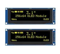 DWEII 2PCS 3.12 inch OLED Display 256x64 OLED LCD Display SSD1322 Module 16pin for Arduino (Yellow)