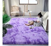 DweIke Extra Large Fluffy Area Rug, 5x8 ft Modern Indoor Carpets for Living Room Bedroom, Plush High Pile Tie-Dyed Purple Rug for Girls Kids Playroom Classroom Nursery Home Décor, Purple
