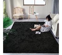 DweIke Fluffy Black Rugs for Bedroom Living Room, 8x10 Large Soft Plush Shaggy Dark Girls Boys Kids Rug, Non-Slip and Machine Washable Carpet for Dorm Nursery Classroom Decor
