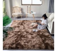 DweIke Fluffy Brown Rugs for Bedroom Living Room, 8x10 Large Soft Plush Shaggy Tie-Dyed Dark Coffee Girls Boys Kids Rug, Upgraded Non-Slip and Machine Washable Carpet for Dorm Nursery Decor