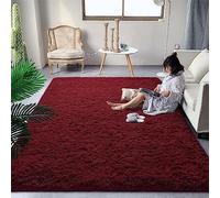 DweIke Fluffy Burgundy Red Rug Carpet for Bedroom Living Room, 4x6 Feet Area Rugs for Boys Kids Girls Bedroom Decor, Soft Shaggy Plush Cute Floor Rug for Baby Nursery, Non-Slip and Washable Rug