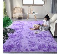 DweIke Fluffy Purple Shag Rugs for Bedroom Living Room, 6x9 Large Soft Plush Tie-Dyed Light Purple Girls Boys Kids Rug, Upgraded Non-Slip and Machine Washable Carpet for Dorm Nursery Classroom Decor