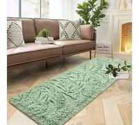 DweIke Fluffy Sage Green Runner Rugs for Bedroom, 2x6 Feet Soft Plush Long Runners for Girls Boys Kids, Non-Slip and Machine Washable Bedside Rug, Small Throw Carpet for Hallway Rooms Decor