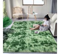 DweIke Fluffy Sage Green Shag Rugs for Bedroom Living Room, 8x10 Large Soft Plush Tie-Dyed Light Mint Green Girls Boys Kids Rug, Non-Slip and Machine Washable Carpet for Dorm Nursery Classroom Decor