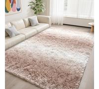DweIke Luxury 4' x 6' Modern Indoor Livingroom Bedroom Home Area Rugs, Upgrade Non-Slip Rectangular Colorful Rug, High Pile Soft Ombre Rug for Kids Girls Room Nursery Home Decor, Beige