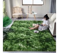 DweIke Luxury 4' x 6' Modern Indoor Rectangular Rug, Dark Green Tie-Dyed, High Pile Soft, Non-Slip Durable, Upgrade for Kids Girls Room Decor, ZR002SYL